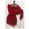 Long Tassel Solid Color Scarves Soft Knitted Scarf New Winter Cashmere Scarf  Women