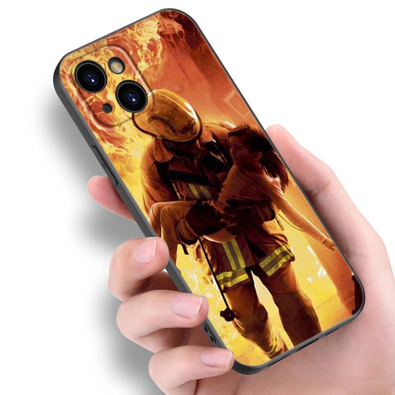 Герои-пожарные Пожарный Чехол для телефона для Apple iPhone 12 13 Mini 11 14 15 Pro Max 7 8 X XR XS SE 2020 2022 Черный силиконовый чехол
