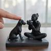 3D-печатная скульптура собаки и хозяина Статуя собаки и хозяина Настольная фигурка животного