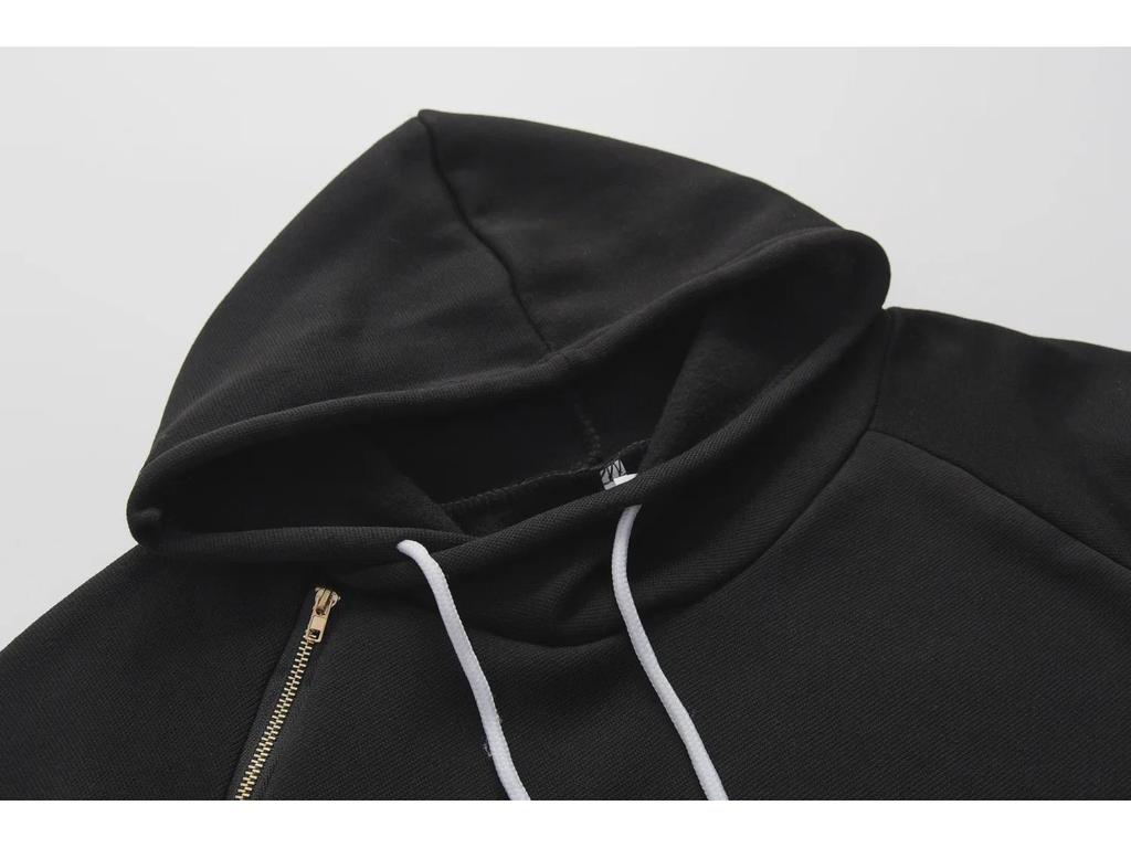 Hooded Zipper Pullover Mid-Length Sweater Dress - New Style