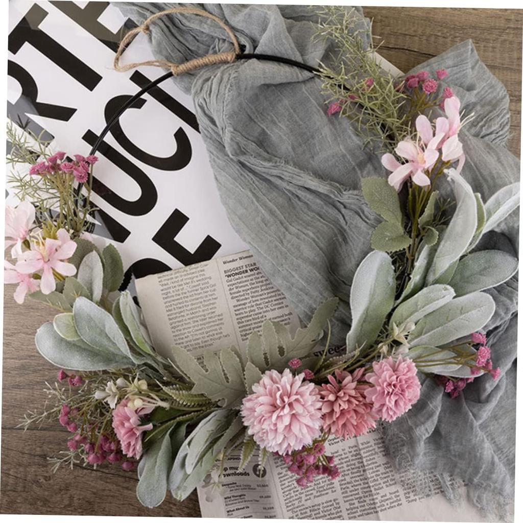 Зеродеко Венок на дверь Гирлянда Обруч Комнатные растения Искусственная гирлянда Антуриум Цветы Железный металлический обруч Венок Венок-обруч на входную дверь