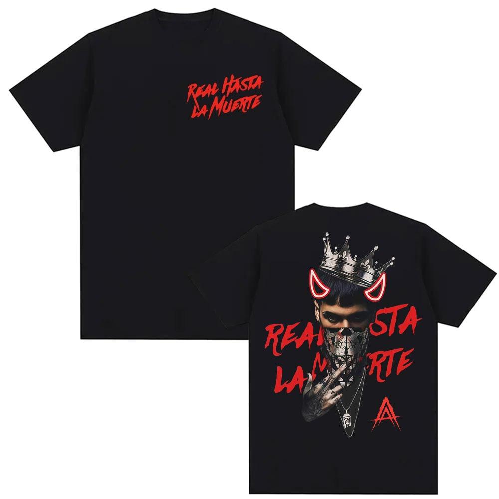 Anuel AA Rhlm 2 Real Hasta La Muerte Tour Cover TShirt Men Women Fashion High Street Gothic Clothes Tshirts pure Cotton Top