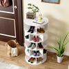 Shoe Rack Rotatable Angle White Finish Round 5 Tiers Stable Base Large Capacity Wooden Shoes Storage Stand Home