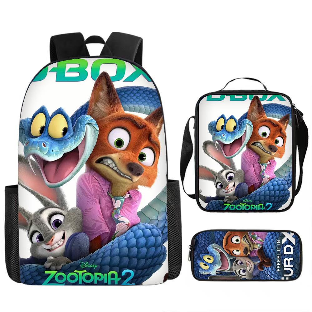 Zootopia 2 Casual Backpack Set, Student Cartoon Single-Layer Pencil Case Three-Piece Set 0197 KTB
