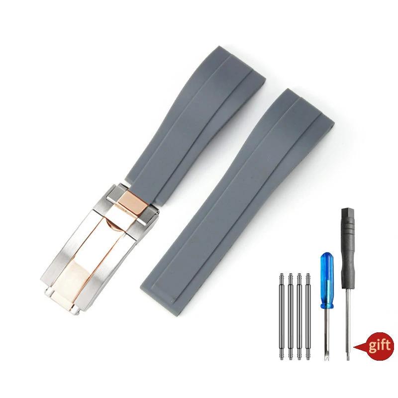 Nature Мягкий Силиконовый Каучук Мужской 20мм Ремешок Для Часов Для Rolex Ремешок для Часов Daytona Submariner GMT OYSTERFLEX Браслет Складная Застежка