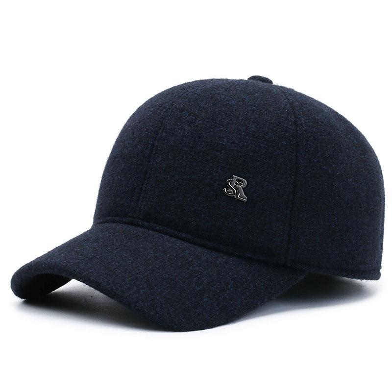 Мужская бейсбольная кепка из шерсти на осень и зиму, универсальная флисовая теплая кепка для людей среднего и пожилого возраста, кепка с защитой ушей для папы