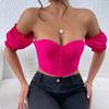 Casual Off Shoulder Neck T Shirt Hort Sleeve Crop Top Women Lotus Leaf Sleeve T-shirt  Backless Tank Top Slim Female Crop Top Fashion Tee Shirt Y2k
