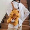 Soft Capybara Plush Backpack Cute Cartoon Daypack Thickened Brown Doll Bag Kids