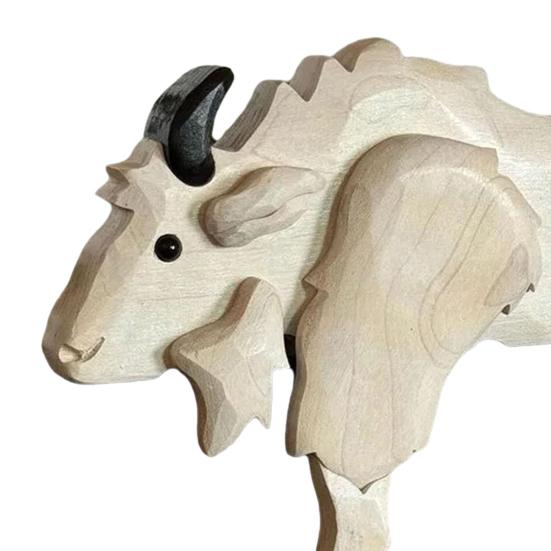 Деревянная фигурка животного, деревенская ручной работы, олень, сидящий на полке, резное животное, украшение с лаковым покрытием для дома, книжной полки, каминной полки, декора гостиной