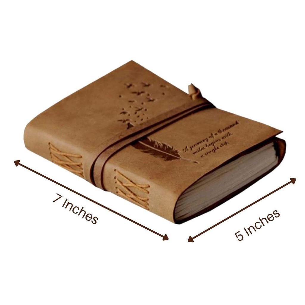Leather Diary Embossed With Leaf of Tree & Quote Antique Handmade Personal Leather Bound Diaryen Plain Size 5*7 Inch.