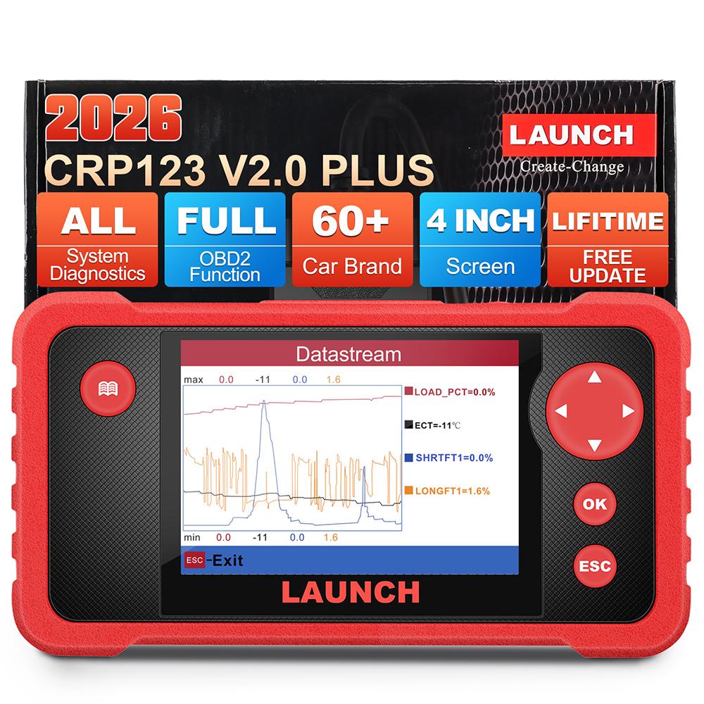 LAUNCH CRP123 V2.0 Plus All System Scan Tool,3 Reset Oil Service/Throttle Relearn/SAS Reset,OBD2 Scanner Diagnostic Tools