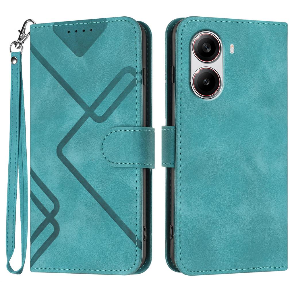 For Xiaomi Redmi Turbo 4 5G/Xiaomi Poco X7 Pro 5G Wallet Case Line Imprinted PU Leather Phone Cover with Strap