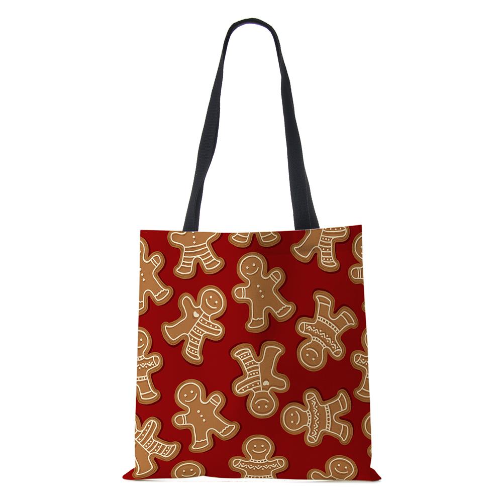 Рождественская холщовая сумка-шоппер Харадзюку Счастливого Рождества Дорожная наплечная сумка Многоразовая Вместительная Складная сумка-тоут Сумка KTY