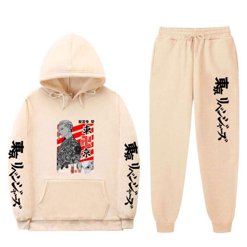 Мужской оверсайз комплект из худи и брюк Streetwear с мультяшным принтом, свободный крой, утепленный флисом, повседневный спортивный костюм