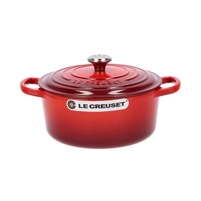 LE CREUSET SIGNATURE Подпись Круглая кокотница 22см Круглая кокотница Вишня кастрюля Новая жизнь Двуручная [Товар]