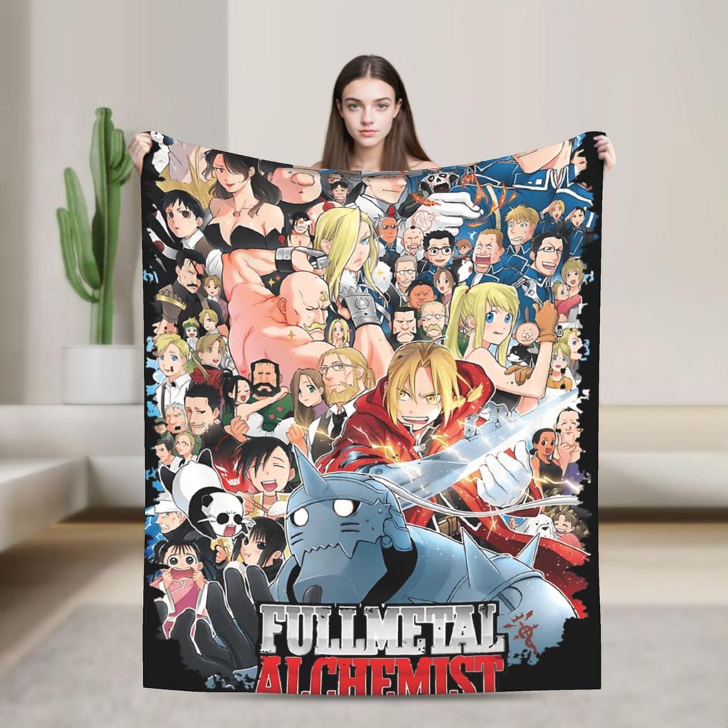 Fullmetal alchemist Super Soft Blankets Girls Boys Plush Bedding Throws Pattern Couch Chair Flannel Bedspread Sofa Bed Cover