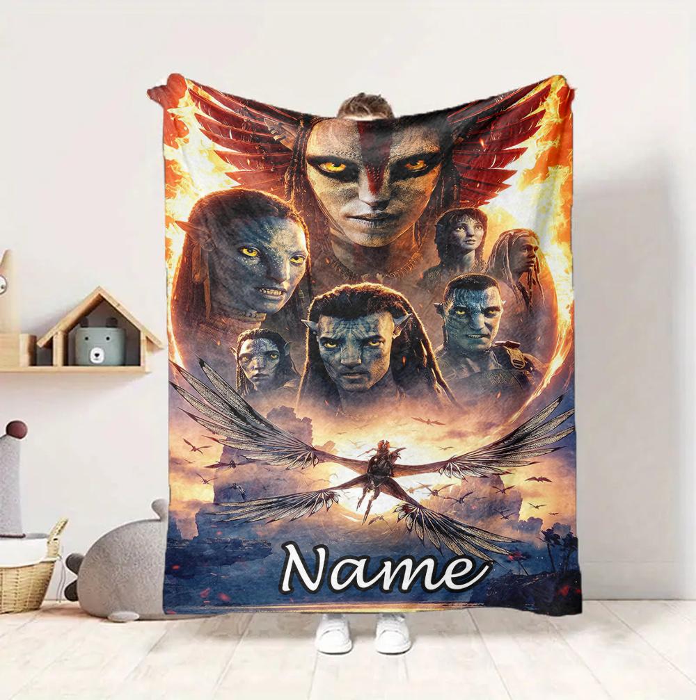 Custom Name Avatar World Flannel Blanket Throw Blanket Soft Warm Sofa Bed Decor Unique Gift