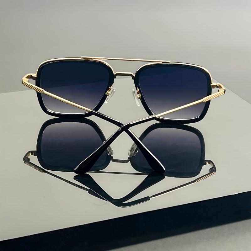 2/1 Пара мужских очков в классическом стиле с металлической оправой, дизайн с двойной переносицей - Подходят для ежедневных поездок на работу