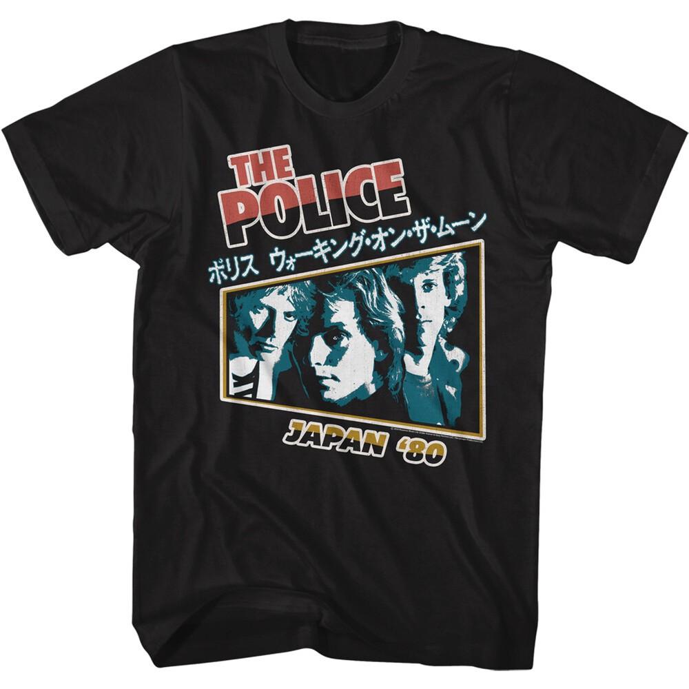 The Police Music T-Shirt New Official Mens Music 1980 Japan Tour Black Cotton Unisex T-Shirt
