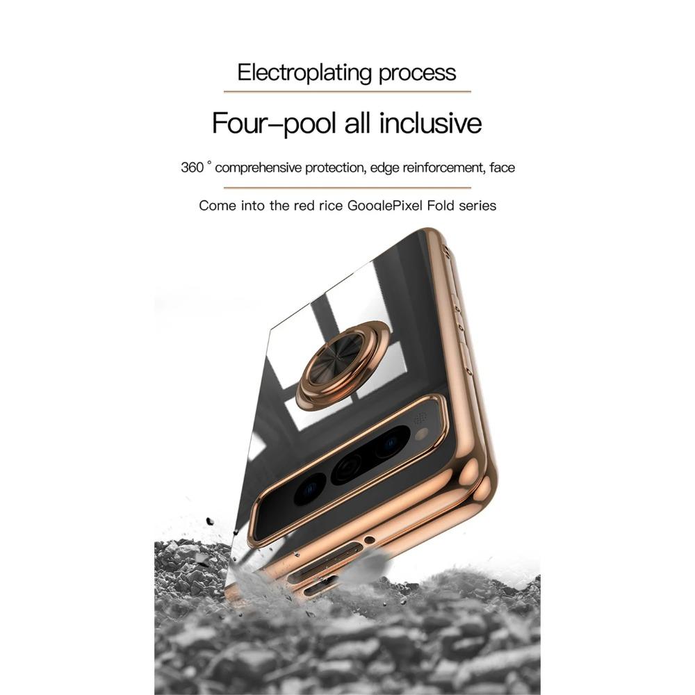 Ударопрочный чехол-держатель для телефона с кольцом для Google Pixel Fold, защитная задняя стенка, роскошный чехол с полной защитой