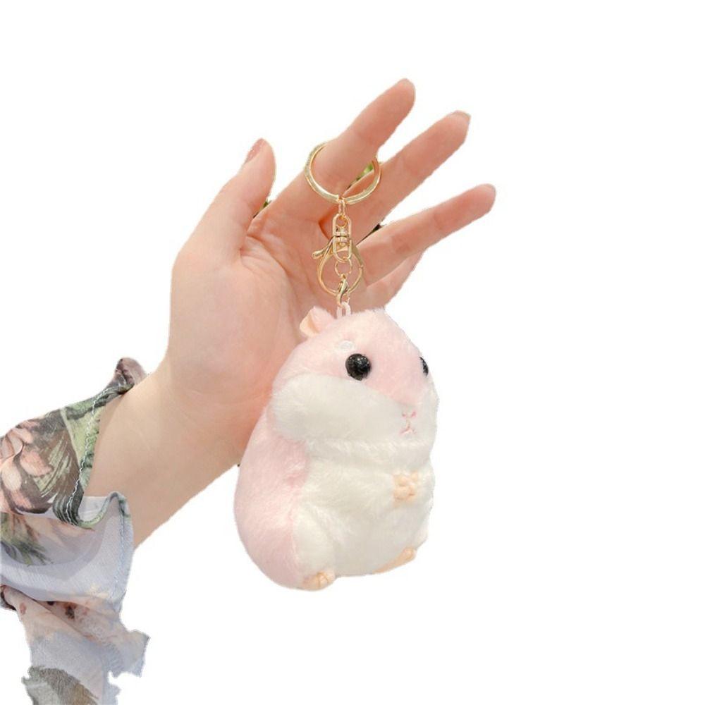 Cute Hamster Doll Keychain Cartoon School Bag Keychain Creative Plush Key Ring Men Women