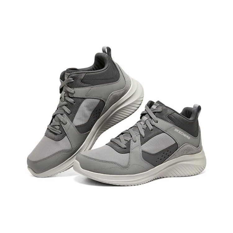 Skechers 3.0 Синтетическая кожа Модные повседневные кроссовки средней высоты Мужские повседневные кроссовки Серый 232407-GRY