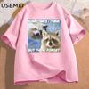 Funny Meme TShirt Sometimes I Think But Then I Forget Funny Trash Raccoon Cat Tshirt Dark Humor Tees Oversized Lover Clothes