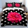 "Floral Polka Dot Three-Piece Decor" Bedding Set with 1 Duvet Cover 2 Pillowcases Single Double King Queen, Gift