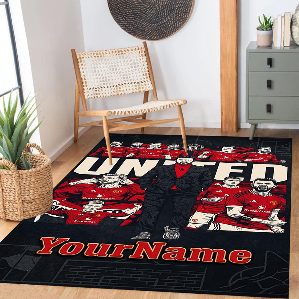 Manchester Customizable Name Area Rug Perfect for Dormitory Balcony Entryway Study room Anti-slip Rug Anime Office Decor