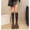 Over The Knee Long Boots Women Winter , New Style With Belt Buckle, Handsome Height Increasing Tube Thick Soled Knight Boots