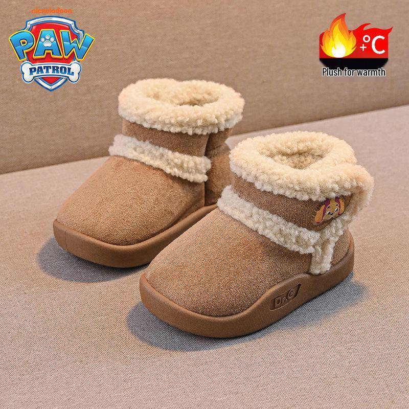 Paw Patrol Plush-Lined Kids' Slip-On Shoes: Autumn/Winter 2025, Round Toe, Lightweight, Chinese Style