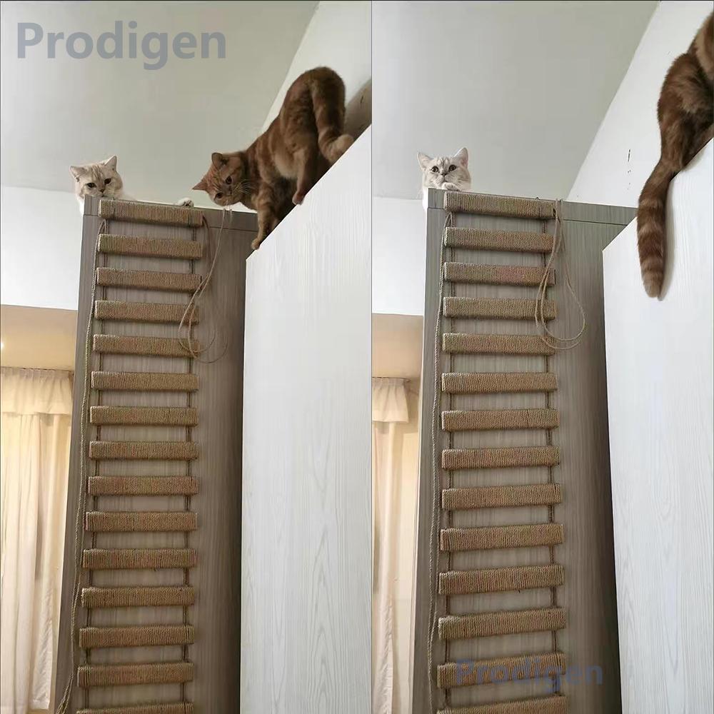 1 Piece Cat Bridge Suitable For Cat Cage, Tree And Wall Mount, Hanging Sisal And Wood Cat Climbing Wall Ladder For Play, Scratch & Rest