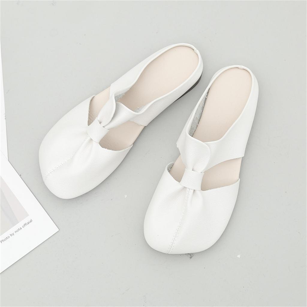 Женская Обувь на Плоской Подошве Мягкая Подошва Без Шнуровки Повседневная Лоферы с Открытой Пяткой Большого Размера Удобная Обувь для Ходьбы на Каждый День