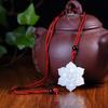 Natural Hotan Jade Auspicious Flower Pendant Women's Necklace Birthday Gift for Girlfriend and Wife with Certificate
