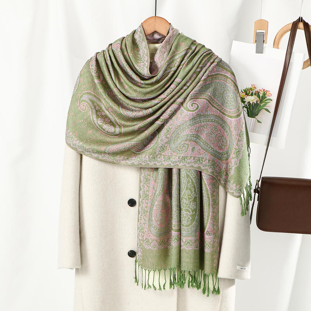 Paisley Embroidery Cotton Hijab Scarf For Woman Muslim Hijabs Pashmina Tassels Shawls Fashion Long Wraps Foulard Islam Turban