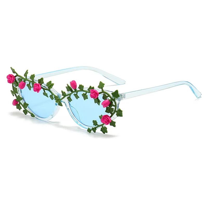 Flower Cat Eye Shape Sunglasses for Women Fashion Small Frames Punk Sun Eyeglasses Female Brand Design Vintage Retro Sunglasses Eyewear UV400 Oculos
