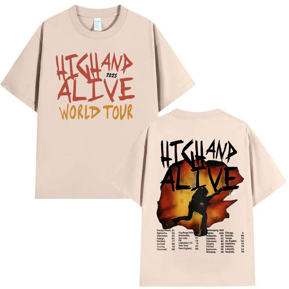 2026 Vintage Keith Urban High and Alive World Tour Tshirt Mens Hip Hop Gothic Cotton Short Sleeve Fans Gift Streetwear