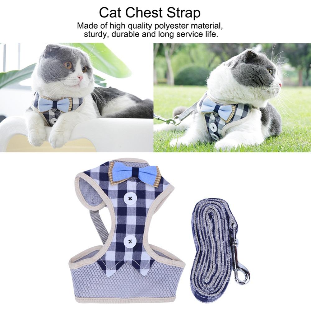 Air Permeable Fabric Cat Walking Vest Adjustable Strap Adjustable Cat Leash Kitten Daily Activity