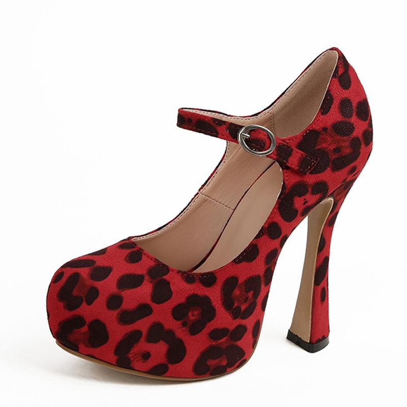 Liyke Весна Осень Сексуальный Леопардовый Принт Женские Туфли на Платформе Высоком Каблуке Шпильке Сандалии Модные Туфли с Ремешком на Пряжке для Вечеринки Стриптиза Туфли-лодочки