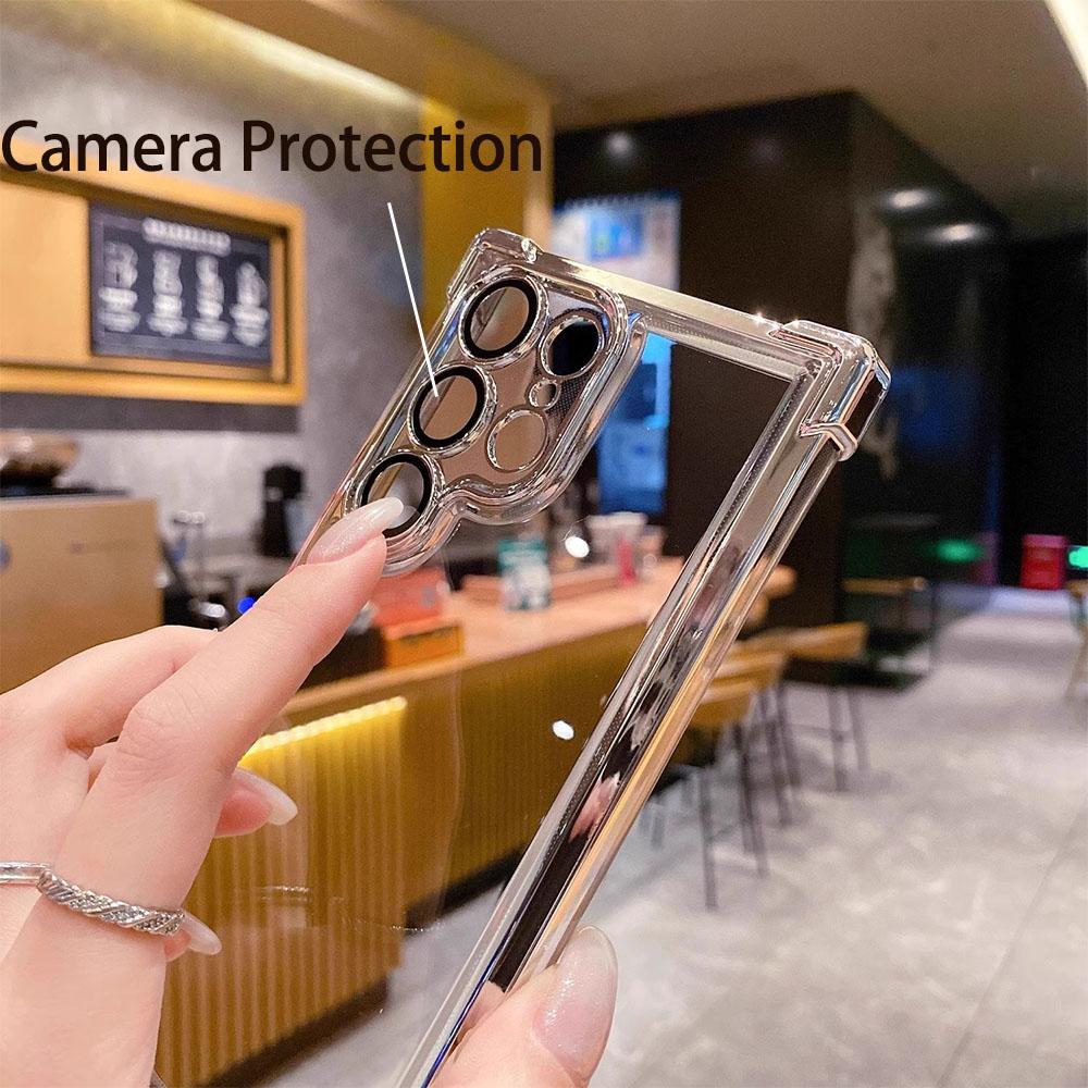 Роскошный Прозрачный Покрытие Ударопрочный Чехол для Samsung Galaxy S24 S23 FE S22 S21 S20 Plus Note10 20 Ultra Жесткий Бронированный Чехол