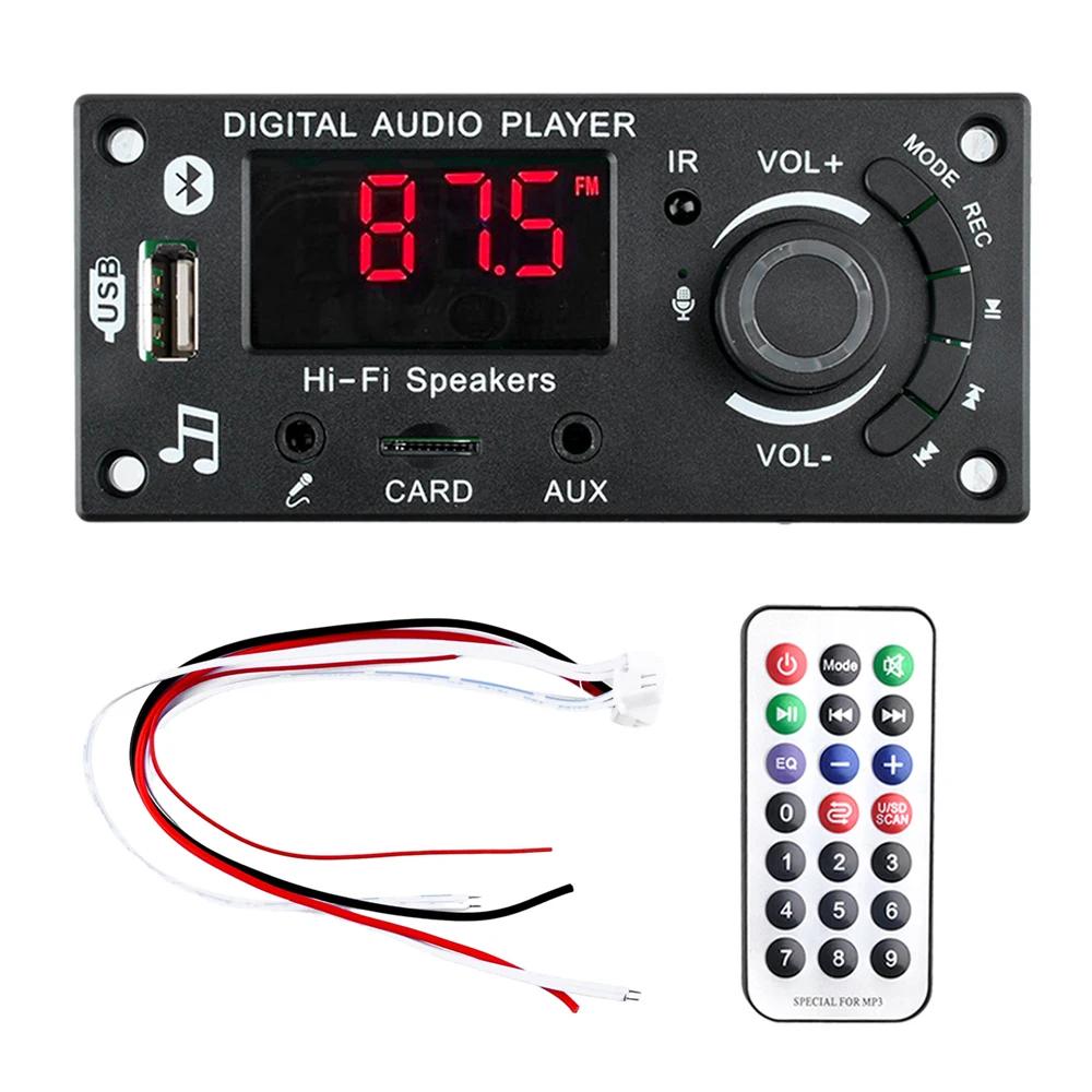 2*50 Вт DIY цифровой усилитель Bluetooth 5,0 MP3 декодер плата автомобильный MP3 музыкальный плеер USB FM-радио TF карта микрофон Aux модуль записи