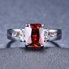 1Pc Silvery Color Women Rectangle Cut Red Stone CZ Crystal Claw Ring Princess Jewelry Gift
