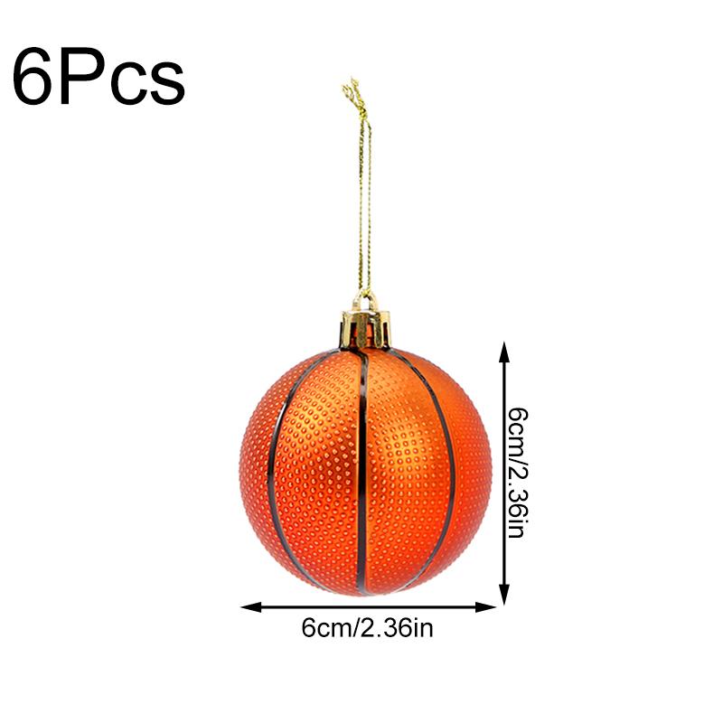 6Pcs Real-Looking Fashion Personalized Christmas Ball Football Basketball Hanging Ornament