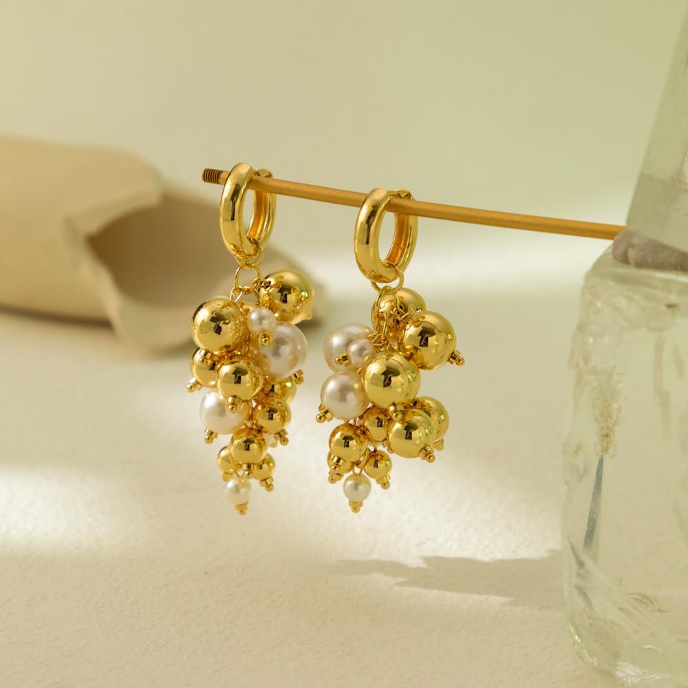 Geometric Gold And Faux Pearl Drop Earrings Stylish And Versatile