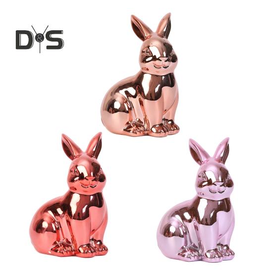 Пасхальный кролик, блестящая статуэтка кролика, копилка, винтажная скульптура кролика для домашнего офиса, декор стола, принадлежности для весенней вечеринки