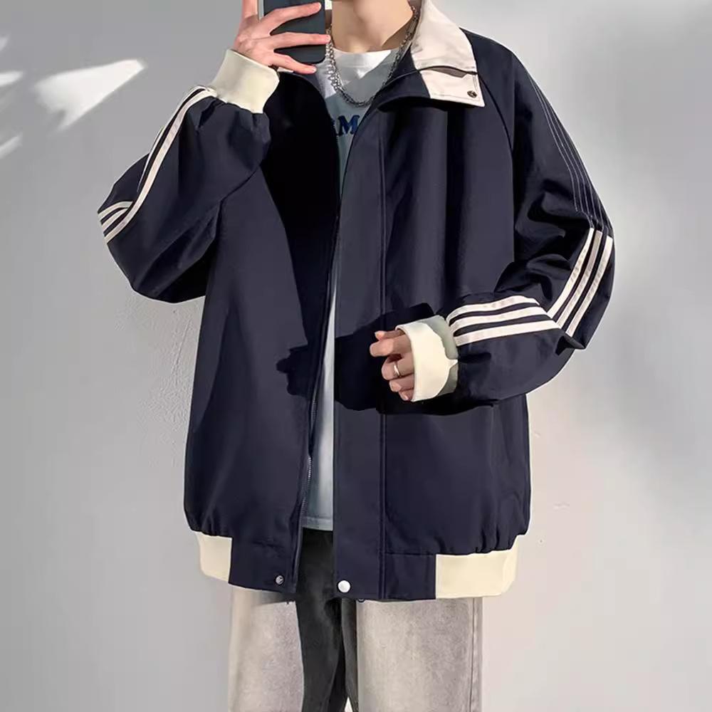 Loose Bomber Jacket Men's High-end American Baseball Jersey Autumn and Winter Retro Tooling Jacket