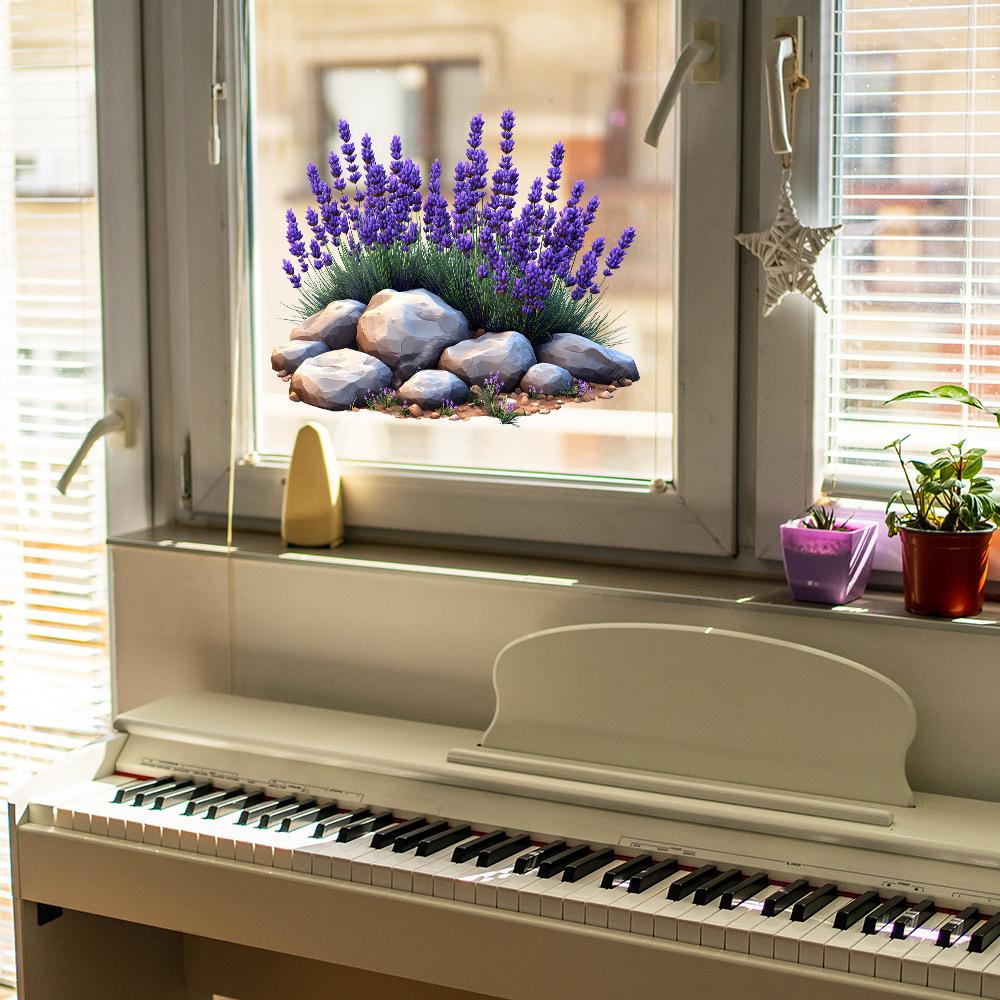 Painted Purple Lavender Balcony Glass Home Beautification and Decoration Electrostatic Window Stickers