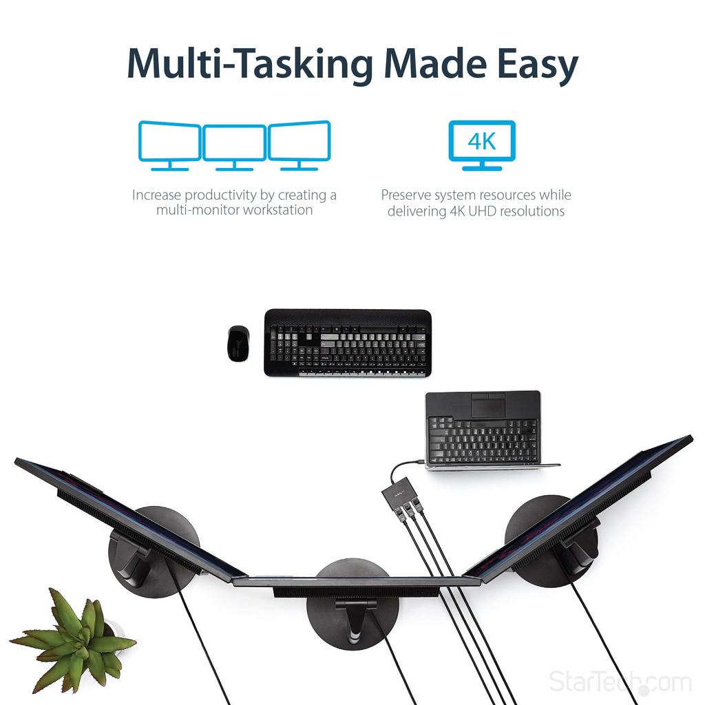 MST Hub Mini DisplayPort 3x DsiplayPort Splitter Совместимость с 4K Совместимость только с Windows MSTMDP123DP 3 порта - для нескольких мониторов