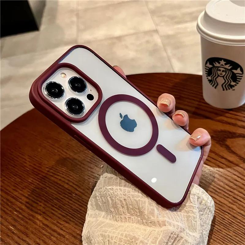 Роскошный магнитный противоударный чехол для телефона для iPhone 16 15 14 13 12 11 Pro Max Mini Plus Для Magsafe Беспроводная зарядка Чехлы Обложка