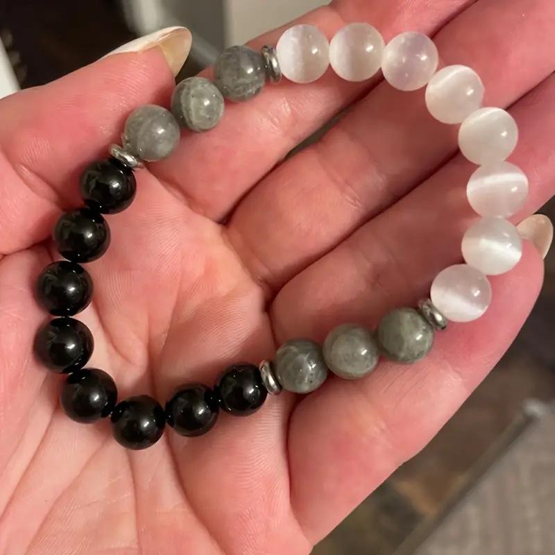 Natural Stone Agate Beaded Bracelet 8mm Men's and Women's Texture Protection Bracelet Valentine's Day Jewelry Accessories Gift
